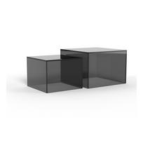 Pilkos spalvos iš stiklo kavos staliukai 2 vnt. 50x50 cm Dice – Actona