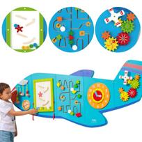 VIGA Medinė sensorinė manipuliacinė lenta Lėktuvas (Montessori, FSC)