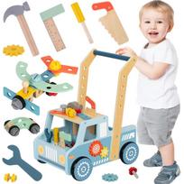 TOOKY TOY Medinis stumdukas-vaikštynė „Automobilis su mini dirbtuvėlėmis STEM“