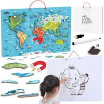 Viga 2in1 Lavinamoji lenta su magnetiniu pasaulio žemėlapiu Montessori