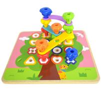 TOOKY TOY Daugiafunkcė medinė lenta su spalvotais kuoliukais ir sriegiais, skirta formų mokymuisi
