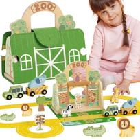 TOOKY TOY Nešiojamas Mini zoologijos sodo rinkinys su gyvūnais krepšyje