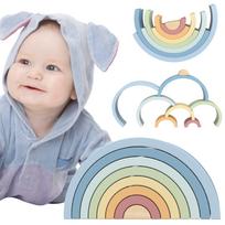 TOOKY TOY Pastelinė medinė dėlionė Vaivorykštė (Montessori kaladėlės)