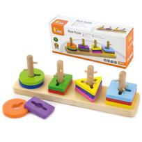 VIGA medinės kaladėlės su formų rūšiuokle Montessori