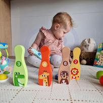 TOOKY TOY Mediniai vaikiški krėgliai (boulingas) 6 vnt. su kamuoliu