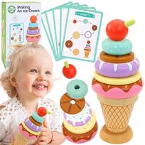 WOOPIE GREEN Medinė ledų dėlionė (Montessori) Cukrainė, 12 dalių, FSC