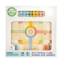 WOOPIE GREEN Loginis medinis stalo žaidimas 2in1: Kinų šaškės (Ludo) ir Gyvatės bei kopėčios