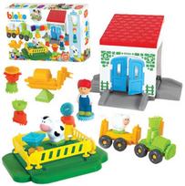 MOCHTOYS „Pin Bricks“ Kaladėlės „Ferma“ (100 elementų + 3 figūrėlės)