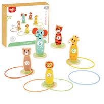 TOOKY TOY Medinis vikrumo žaidimas „Mėtymas į taikinį“ su žiedais, 15 dalių, Gyvūnėliai