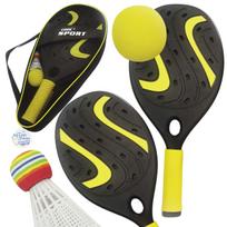 WOOPIE Raketės su putplasčio kamuoliu ir badmintono plunksnine – paplūdimio/sodo rinkinys