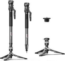 "COMAN One-Click" kėlimo monopodas su kojelėmis, 65 colių anglies pluošto fotoaparato monopodas su 360° rutuline galvute, lengvas trikojis su "Arca Quick Release", skirtas "Sony Canon Nikon", DSLR, maksimali apkrova 22 lbs/10 kg