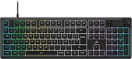 "Corsair K55 Core RGB" membraninė žaidimų klaviatūra - reaktyviniai jungikliai - klavišų jungiklių rezistorius - 10 zonų RGB - daugialypės terpės jutikliniai ekranai - suderinama su "iCUE" - AZERTY FR - PC, Mac - juoda