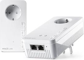 "devolo Magic 2 WiFi 6" pradinis rinkinys, WLAN Powerline adapteris, iki 2400Mbit/s, tinklinis WLAN lizdas, 2x Gigabit LAN, prieigos taškas, dLAN 2.0, baltos spalvos