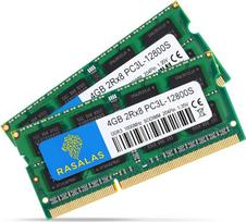 "Rasalas" 8GB rinkinys (2x4GB) PC3-12800 DDR3L 1600MHz SODIMM, 4GB DDR3 1600 2Rx8 PC3L-12800S 1.35V 204-Pin CL11 Dual Rank atminties modulis nešiojamiesiems kompiuteriams