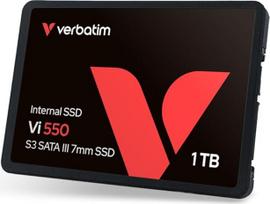 "Verbatim Vi550 S3 SSD 1 TB vidinis 2,5" SATA III SSD diskas su 3D NAND technologija, iki 550MB/s skaitymo sparta, idealiai tinka kompiuteriams ir nešiojamiesiems kompiuteriams, juodas