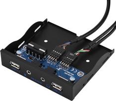 "Wendry" juodas disketinis priekinis skydelis, USB 2.0 HD garso disketinis priekinis skydelis, 3,5 colio 9 kontaktų ir 2 USB.2.0 sąsajos mikrofonui su garsu