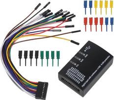 Loginis analizatorius 16 kanalų USB 2.0 su 100 MHz mėginių ėmimo dažniu, skirtas SPI/UART/CAN/JTAG/1-Wire kelių protokolų analizei, suderinamas su "Logic2" programine įranga "Windows" ir "OS X", duomenų rodymas realiuoju laiku