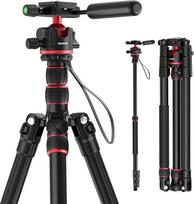 NEEWER BASICS TP08 Fotoaparato trikojis Monopodas 77 colių kompaktiškas lengvas kelionių DSLR vaizdo įrašų trikojis 360° rutulinė galvutė "Arca" tipo greitojo atleidimo plokštelė Apverčiamos kojos ir apversta centro ašis Maksimali apkrova 13 lb