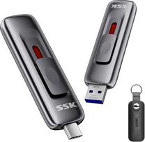 SSK 256GB išorinis nešiojamasis SSD diskas, iki 560MB/s, stumdomas dvigubas diskas (C+A tipo) USB-C 3.2 Gen 2 SSD kietasis diskas Išorinis kietasis diskas "iPhone 15/16/17", "Android", "Windows", televizoriui