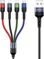 USB cable Usams USB-A - USB-C + microUSB + 2x Lightning 0.35 m Black (63754-uniw)