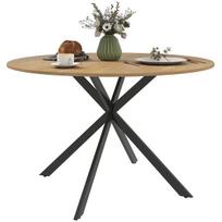 HOMCOM apvalus valgomojo stalas 4 asmenims, Ø120 cm, virtuvinis stalas pramoniniu stiliumi su plieninėmis kojomis, skirtas valgomajam, virtuvei, namų biurui, ąžuolas, Söögilaud, Ø120x75H cm, Tamm