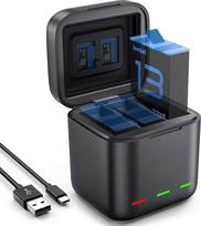 "GoPro Hero 13 Black" baterijos įkroviklis - 3 kanalų baterijos įkroviklis su greituoju įkrovimu, USB-C laidu - greitas įkroviklis, suderinamas su "GoPro Hero 13 Black" originalia baterija (be baterijos)