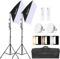 "Wisamic Softbox" rinkinys LED fotostudijos trikojo šviesos atspalvis Apšvietimas fotoaparato fotografija Užtemdoma šviesa su 2 x 85 W foto lempos ir 2 x sulankstomas lempos trikojis "YouTube", "Tiktok" vaizdo įrašymui