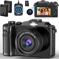 4K skaitmeninis fotoaparatas, 64MP 18X skaitmeninio priartinimo fotoaparatas, automatinio fokusavimo "WiFi" vaizdo įrašymo fotoaparatas su asmenukėmis, kompaktiškas fotoaparatas su 32GB kortelių skaitytuvu, įkrovimo stotimi, 2 baterijomis, skirtas paaugli