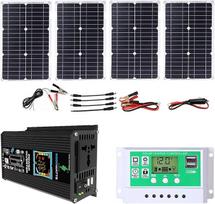 6000 W saulės energijos rinkinys su vandeniui atsparia 100 W plokšte ir 50 A valdikliu, skirtas valtims, nameliams ant ratų ir ne elektros tinkle veikiančioms 12 V sistemoms - greitas įkrovimas, dvi jungtys (juoda)