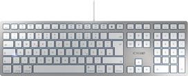 CHERRY KC 6000 Slim for MAC, vokiškas išdėstymas, QWERTZ klaviatūra, laidinė klaviatūra, "Mac" išdėstymas, žirklinis mechanizmas, itin plonas dizainas, balta/sidabrinė