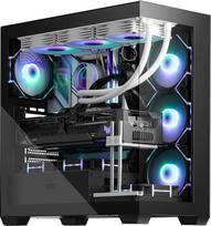 darkFlash ATX Mid-Tower kompiuterio korpusas, 4 PWM ARGB ventiliatoriai, žaidimų kompiuterio korpusas su dvigubo vaizdo grūdintu stiklu, C tipo, palaiko 360 mm vandens aušinimo radiatorius, juodas (DS900)