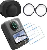 FiTSTILL apsauginis rinkinys DJI OSMO 360 išskirtinis ekrano apsauginis stiklas iš optinio grūdinto stiklo + objektyvo dangtelis + silikoninis objektyvo dangtelis OSMO 360 priedai