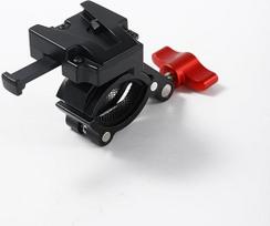 Metalinis "V-Mount Lock" akumuliatoriaus adapteris su spaustuku, suderinamas su DSLR fotoaparato akumuliatoriumi, lengvas strypo spaustukas trikojui