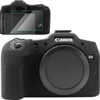 Silikon-Schutzhülle für Canon EOS R8 Hülle, Zubehör mit 2 Stück Displayschutzfolie, Abnehmbarer Objektivschutz für Canon R8 Digitalkamera