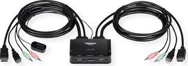 TRENDnet TK-220DPI 2 prievadų 4K DisplayPort 1.2 KVM jungiklis su garsu, 4K UHD (3840x2160@60Hz), 3,5 mm garsiakalbis / mikrofonas, USB 2.0, integruotas kabelis