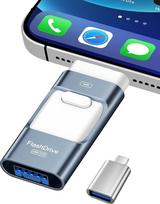 ZARMST 256GB USB atmintinė telefonui, "4-in-1" atmintinė telefonui / planšetiniam kompiuteriui / "Android" išmaniajam telefonui / asmeniniam kompiuteriui, USB 3.0 atmintinė greitam duomenų perdavimui, išorinė universali nuotraukų atmintinė, "Flash" atmin