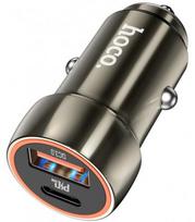 Pilkas automobilinis pakrovėjas 1xType-C + 1xUSB PD20W+QC3.0 "Hoco Z46A"