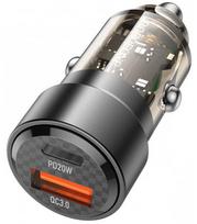 Juodas PD20W+QC3.0 38W 1xType-C + 1xUSB automobilinis pakrovėjas "Borofone BZ20"