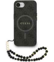 Juodas dėklas Apple iPhone 16E / 17E telefonui "Guess PU Leather 4G Colored Ring Strap MagSafe Case"