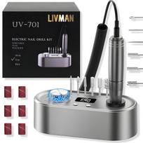 LIVMAN UV-701 manikiūrui ir pedikiūrui su USB išvestimi, 6 skirtingais antgaliais ir šlifavimo juostelėmis, 24W, 40 000 apsisukimų per minutę