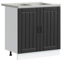 vidaXL Kriaušės pagrindinė spintelė Lucca 2 pcs Juoda Apdirbta mediena
