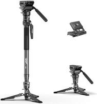 "COMAN One-Click Lifting Carbon Fibre Monopod" trikojis, 175 cm ilgio fotoaparato monopodas su kojelėmis, lengvas kelioninis trikojis su greito atlaisvinimo plokštele fotoaparatui, DSLR, vaizdo kamerai, maksimali apkrova 10 kg (M1ProV5)