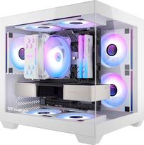 darkFlash ITX kompiuterio korpusas, iš anksto įmontuotas 3 PWM ARGB ventiliatorius, kompiuterio korpusas, pilnai matomas dvigubas grūdintas stiklas, ITX korpusas, mini dydžio, palaiko 240 mm AIO (C275P) (baltas)