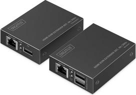 DIGITUS HDMI KVM ilgintuvas - UHD 4k 30Hz - 40 m atstumas - HDMI 1.4 - itin mažas vėlinimas - siųstuvas ir imtuvas - 2x USB pelei ir klaviatūrai - PoC - nuo taško iki taško - CAT 6 - juodas