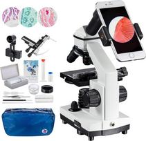 MAXLAPTER Mikroskopas 2000x LED su judančia liniuote - laboratorinė optika su paruoštomis ir neapdorotomis mentėmis - objektyvo adapteris