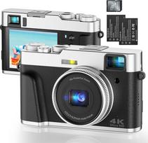 Skaitmeninis fotoaparatas 4K 48MP automatinio fokusavimo fotoaparatas su optiniu vaizdo ieškikliu Vaizdo dienoraščio skaitmeninis fotoaparatas su 32G SD kortele 16X priartinimas 2 baterijos Fotoaparatas Kompaktiškas fotoaparatas pradedantiesiems Suaugusie