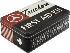 Nostalgic-art Retro stiklainis plokščias, 2.5 L, Daimler Truck - First Aid Kit - dovana sunkvežimių vairuotojams, originalus licencijuotas produktas (olp), skardinė su dangteliu, dirbtuvių dekoracija vintažinio dizaino