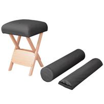Taburetė masažui, juoda, 12cm storio sėdynė ir 2 atramos