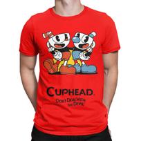 Vyriški CUPHEAD Don't Deal With Devil Vaizdo žaidimų Marškinėliai Mugman Medvilniniai Drabužiai Derliaus Stiliaus Trumpomis Rankovėmis Apvalia Kaklo Iškirpte Marškinėliai Spausdinti Marškinėliai S