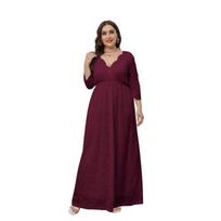 Vienspalvė plius dydžio pamergės suknelė su nėriniais moterims, elegantiška oficiali suknelė XL juoda